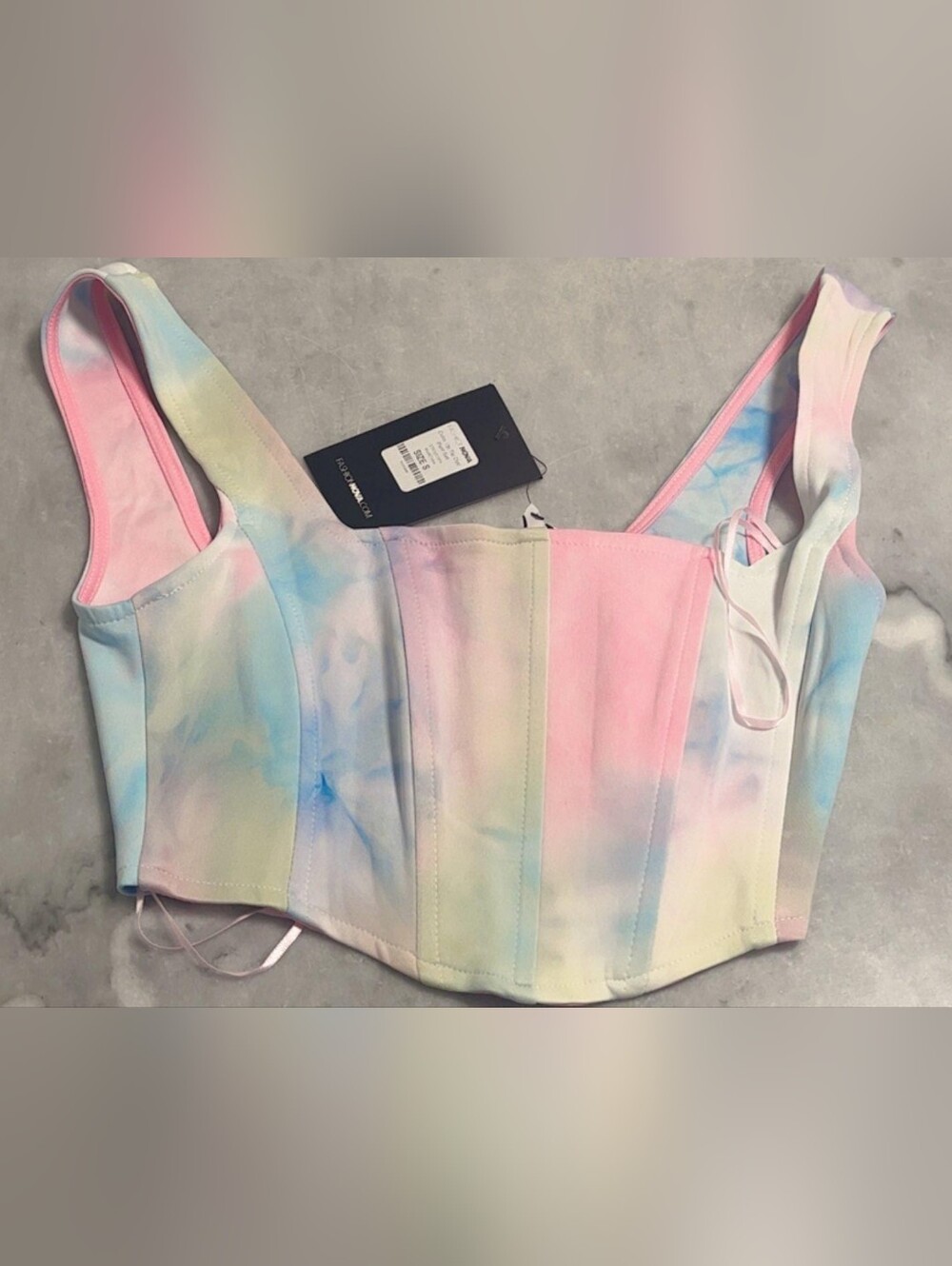 Fashion Nova Pastel Tie-Dye Corset Camisole - Pink, Blue, Cream